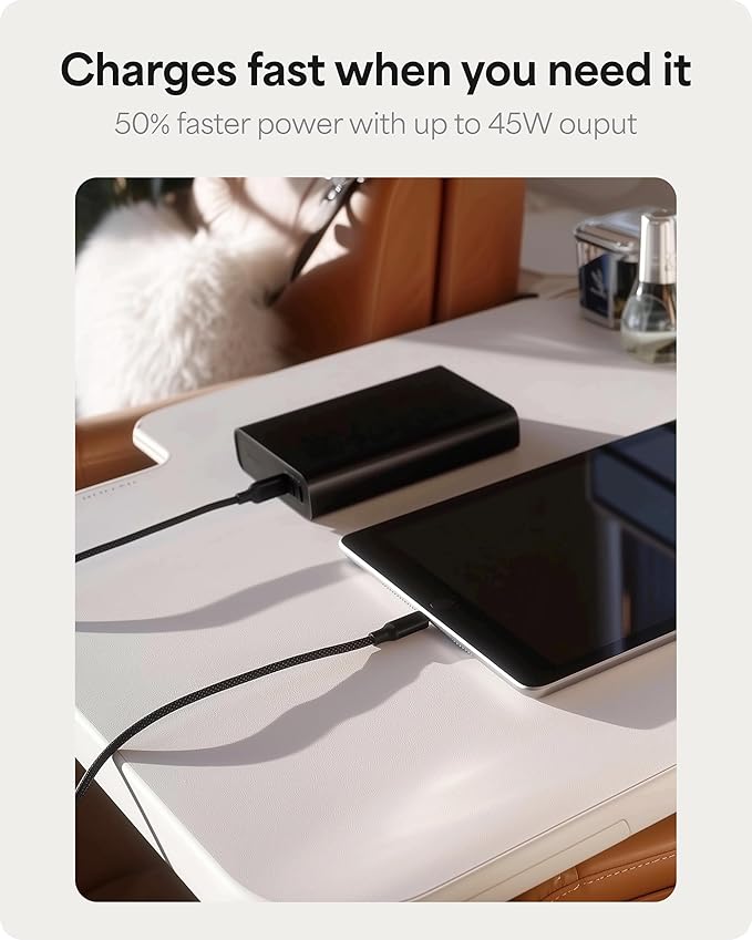 Mophie Powerstation Pro 20,000mAh Power Bank (Gen 3) – Ultra-Fast USB-C PD, 45W Output, Charges 3 Devices, Up to 4 Phone Charges, LED Indicator, Premium Anodized Aluminum Body, Black