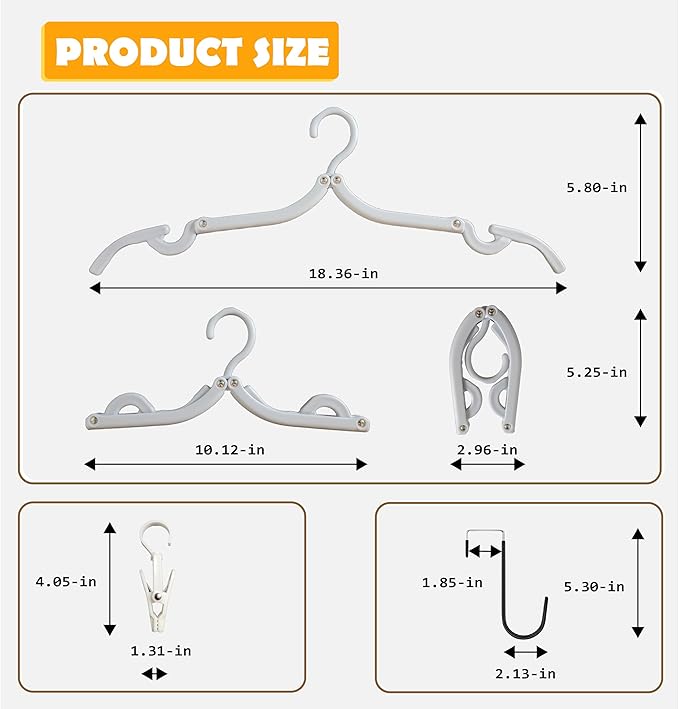 Over The Door Hooks Hanger,Foldable Portable Folding Hangers,Hanging Rack,Clips,Essentials for Cruise,Vacation,Camping,RV,Road Trip,Hotel,Business Travel, Student Apartment(White Box)