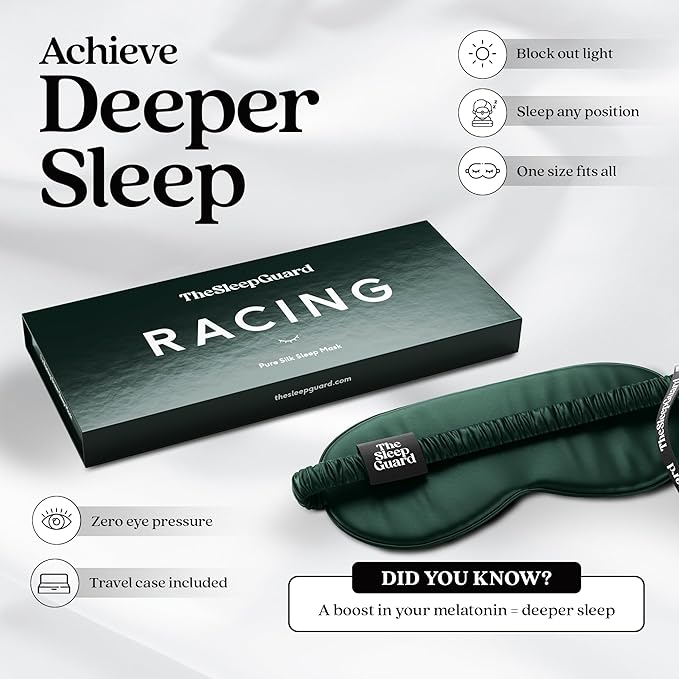 Pure Silk Sleep Mask [100% 6A Mulberry Silk, 22 Momme] Light Blocking Travel Essentials. Eye Masks for Sleeping. Black Oeko-Tex Blindfold. Eye Covers for Men & Women
