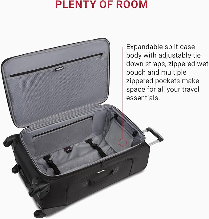 SwissGear Sion Softside Expandable Luggage, Black, 3-Piece Set (21/25/29)
