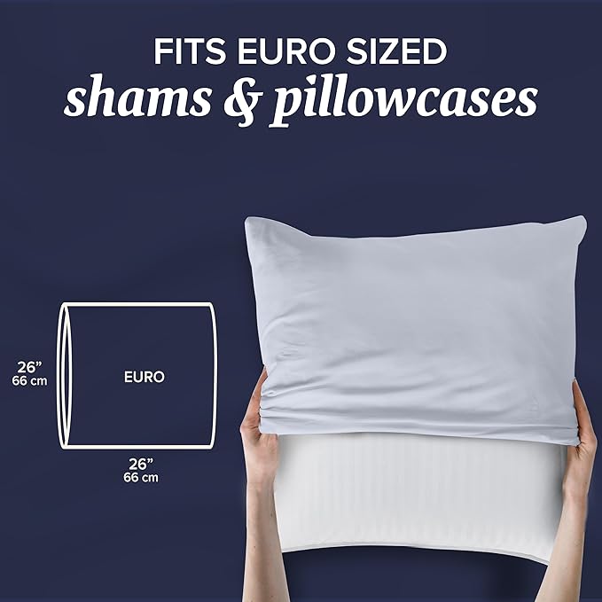 Beckham Hotel Collection Euro Size Throw Pillows (Set of 2), 26 x 26 Down Alternative Pillow Insert for Bed, Couch, and Sofa