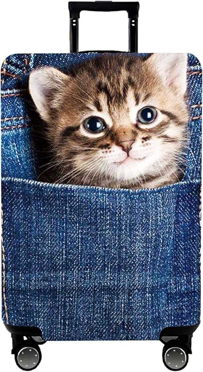 WUJIAONIAO Travel Luggage Cover Baggage Suitcase Cover Protector Skins 18-32 Inch (Cat B, XL (for 29-32 inch luggage))