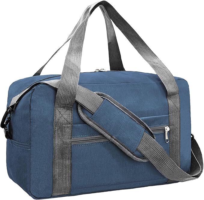 15 Inch Small Carry On Bags for Airplanes Spirit Airlines Personal Item Bag Underseat Foldable Travel Duffle Gym Bags for Women Men(20L,Navy)