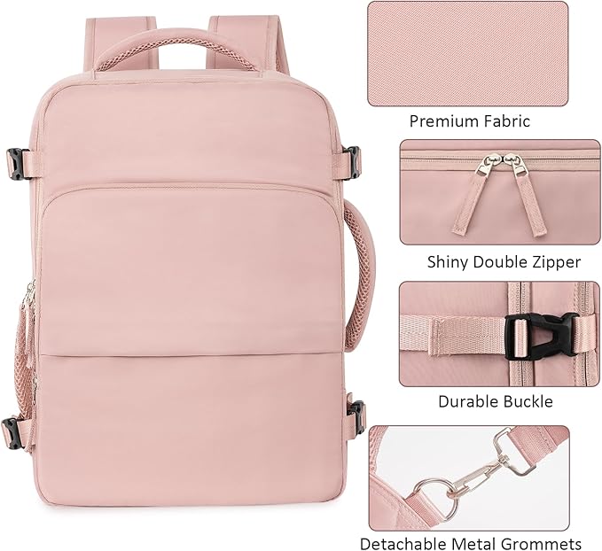 Travel Backpack for Women Men,Travel Laptop Backpack w/USB Charging Port, Waterproof Travel Backpack Carry On Flight Approved,Weekender Business Hiking Bag,Laptop Backpack 17 inch