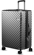 LUGGEX Luggage with Spinner Wheels, Polycarbonate Expandable Hard Shell Suitcase, Checked Large 27 Inch, Charcoal Metallic