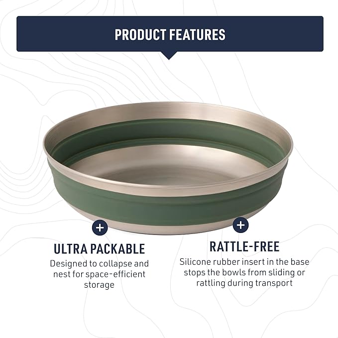 Sea to Summit Detour Stainless Steel Collapsible Bowl, Large (31 fl oz), Bombay Brown