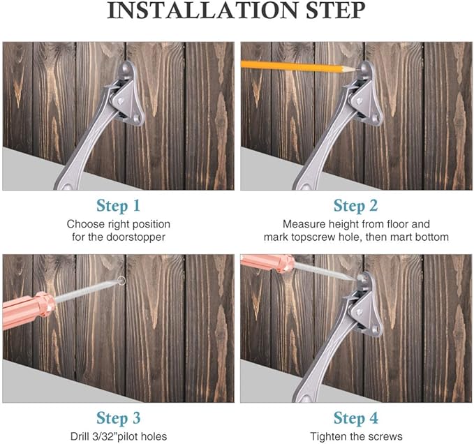 Door Stopper, Kick Down Door Stops for Heavy Doors, with Rubber Tip and Spring Lever, Adjustable, Easy to Set Down and Release, 4-Inch, for Wide Doors (4inch x 2pack, Satin Nickel)