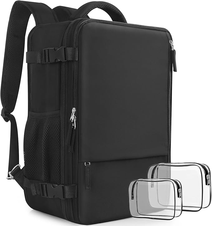 Travel Backpack for Women, Large Carry On Backpack for Travel, Waterproof Backpack Personal Item, Backpack for Women, laptop backpack 17.3 inch, College Bag Casual Daypack, Black