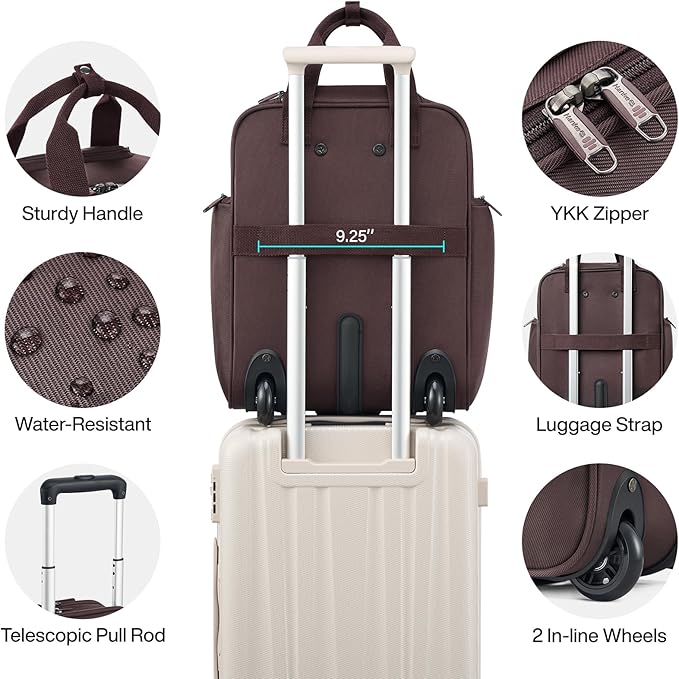 Hanke Softside Expandable Underseat Carry On luggage for Airplanes,Travel Luggage Rolling Bag Personal Item Bag Small Suitcase,Coffee,16-Inch