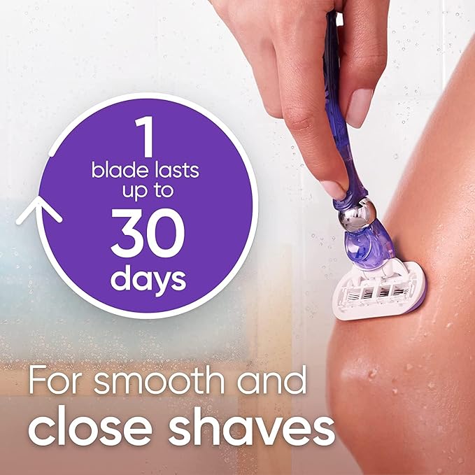 Gillette Venus Deluxe Smooth Swirl Women's Razor Handle + 4 Blade Refills, Flexible Handle and Pivoting Head