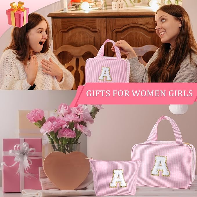 YOOLIFE Travel Toiletry Bag Makeup Bag - Hanging Toiletry Bag for Women, Portable Toiletries Travel Bag and Cosmetic Bag, Airplane Travel Essentials Travel Toiletry Bag - Letter J, Blue