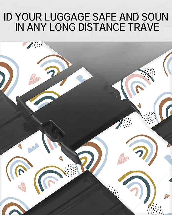 Luggage Straps for Suitcases, Adjustable Travel Belt, Durable Wide Luggage Strap, Cute Suitcase Strap Identifiers with Buckle, Bag Straps for Luggage, Cute Rainbow Design