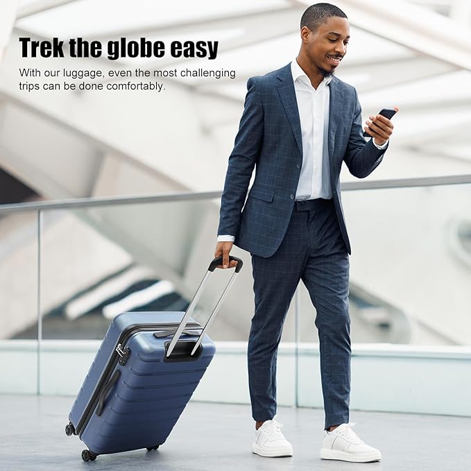 Coolife Luggage Suitcase Carry-on Spinner TSA Lock USB Port Expandable (only 28’’) Lightweight Hardside Luggage (Gray, L(28in))