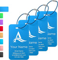 Personalized Luggage Tags, Custom Luggage Tags 4 Pack TSA Approved Double Sided Laser Engraving, Metal Luggage Tag for Suitcases with Stainless Loops, Name Tag for Bags, Backpacks (Blue)