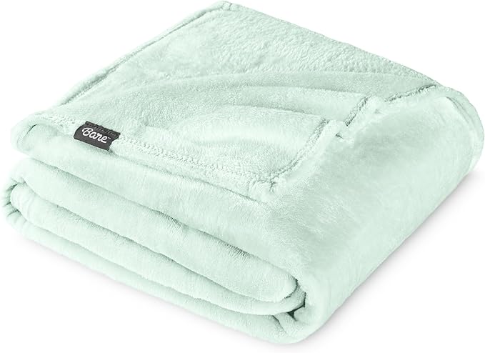 Bare Home Fleece Blanket - Full/Queen - Ultra-Soft Lightweight for Bed, Sofa, and Couch - Luxury Microplush - Cozy Warm Blanket (Full/Queen, Spring Mint)