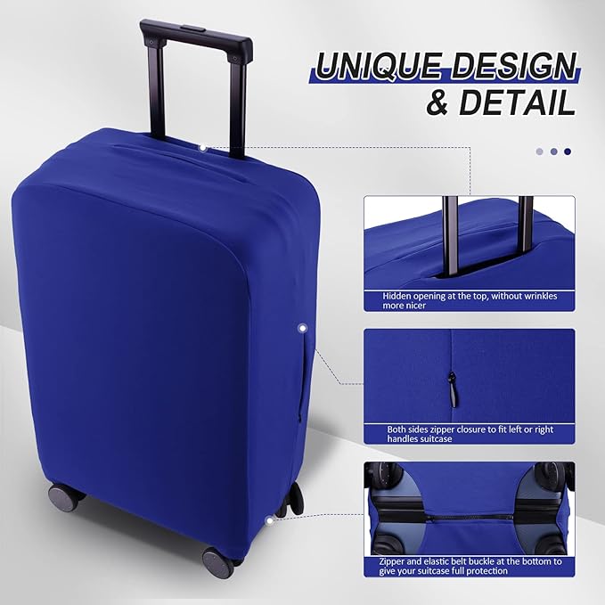 Travel Luggage Cover Suitcase Protector Scratch-Resistant Fit 19-31 Inch Suitcase, Not Included Suitcase (Blue, L(26-27 inch))