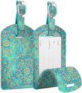 FINTIE 2 Pack Luggage Tags, Leather Name ID Labels with Privacy Cover for Travel Bag Suitcase, Theme - Shades of Blue