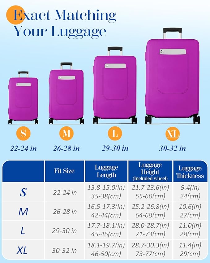 Slohif Luggage Cover for Suitcase Tsa Approved Protector - Luggage Sleeve Suit Case Cover Travel Stretch Large Baggage Case Protective Washable Fit 29-30 Inch Purple