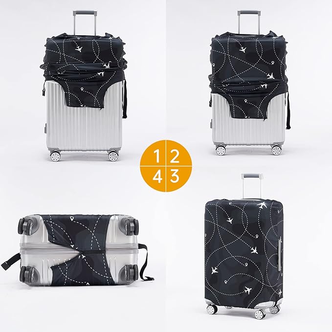 Travelkin Luggage Covers For Suitcase Tsa Approved,Suitcase Cover Protector Fit 18-32 Inch Luggage (L for 26-28 Inch Luggage)