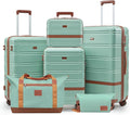 Luggage Sets, Suitcase with Spinner Wheels, PC+ABS Hardshell Travel Luggage Set with TSA Locks,Lightweight Rolling Luggage，Carry on suitcase with YKK Zippers (Green)