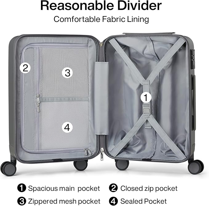 Hanke Luggage Sets 2 Piece with Spinner Wheels, 20/28 Inch Hard Shell Suitcases Set TSA Approved Luggage Travel Rolling Large Luggage(Graphite Grey)