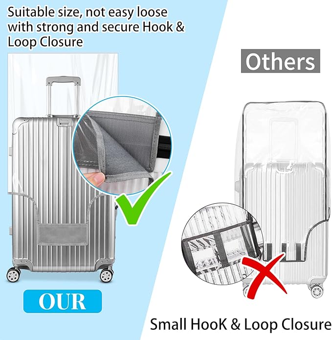 Yotako Clear PVC Suitcase Cover Tough Protector, 20 Inch Luggage Covers for Wheeled Suitcase 20"