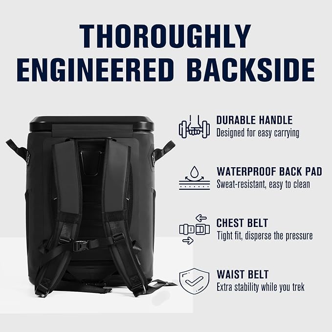 Magnetic Soft Cooler, Zipperless Soft Sided Cooler Bag for Men & Women, Insulated Backpack Coolers for Tailgating, Beach, Lunch, Picnic, Kayak