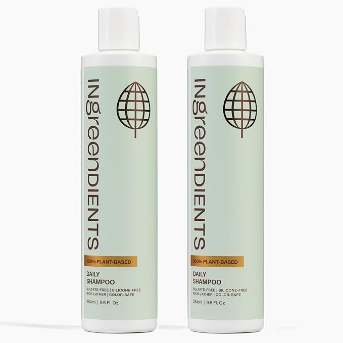 Non Toxic Vegan Shampoo with Organic Ingredients, Apple Cider Vinegar & Tea Tree Oil - Sulfate Free, Color Safe, Paraben Free, Gluten Free, Cruelty Free, pH Balanced (2-Pack)