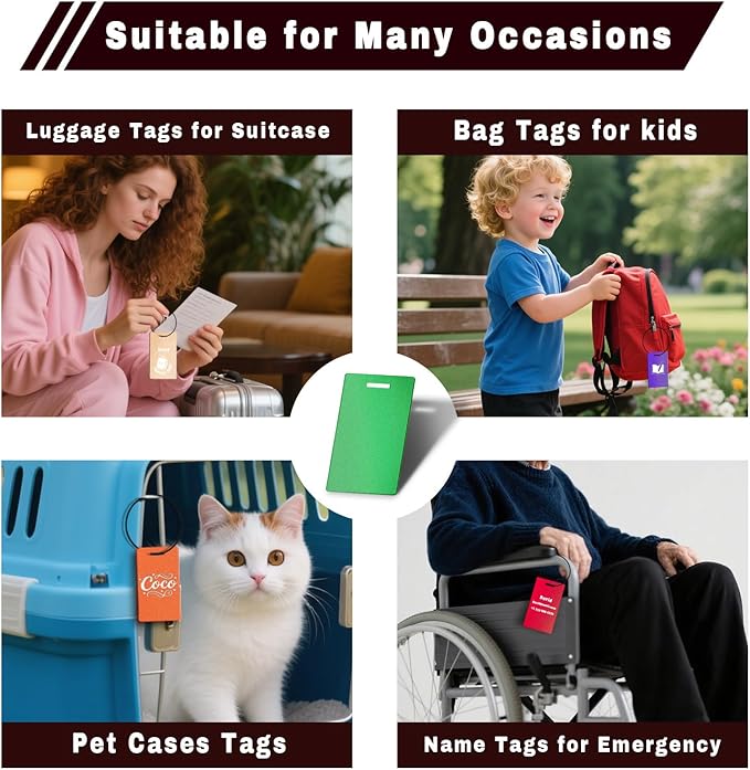 Custom Metal Luggage Tags for Suitcases Custom Engraved Aluminum Personalized Luggage Tags for Travel(Large,Green)