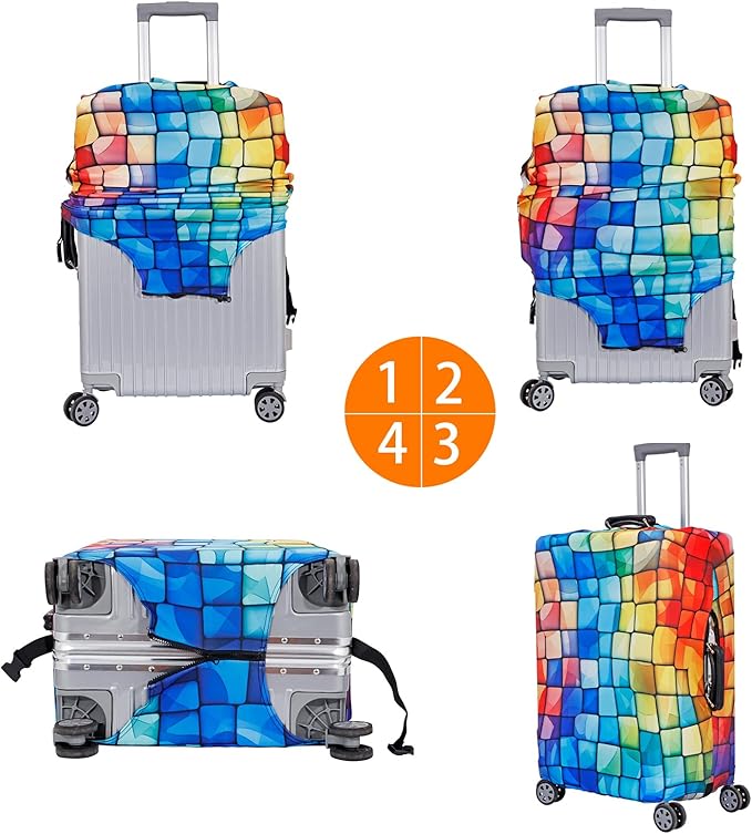 MosaiRudo Travel Luggage Covers For Suitcase Tsa Approved,Suitcase Cover Protector Fit 18-32 Inch Luggage Travel Accessories (T2452, M)