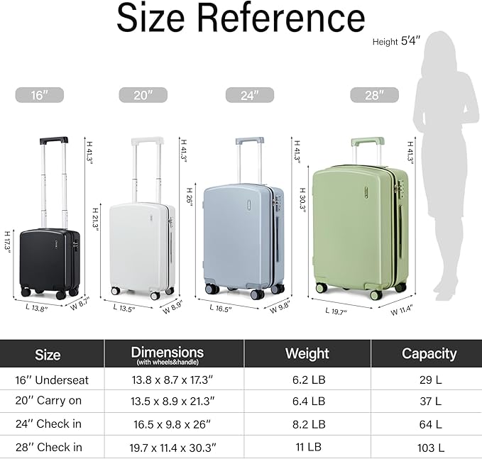 Hanke Hard Shell Luggage Sets 2 Pieces, Carry On and Checked Luggage Sets with Spinner Wheels, Durable PC Hardside Rolling Suitcase for Travel (20/28 Inch, Cuba Sand)