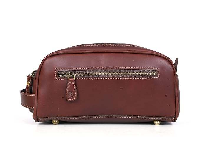 10" Premium Leather Toiletry Travel Pouch With Waterproof Lining | King-Size Handcrafted Vintage Dopp - Kit Gift for Father's Day By Aaron Leather Goods