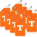 8 Pcs Luggage Tags for Suitcases, 26 Initial Letter Travel Luggage Baggage Identification Labels ID Tags Fully Bendable Tags with Stainless Steel Loop (Letter T, Orange)
