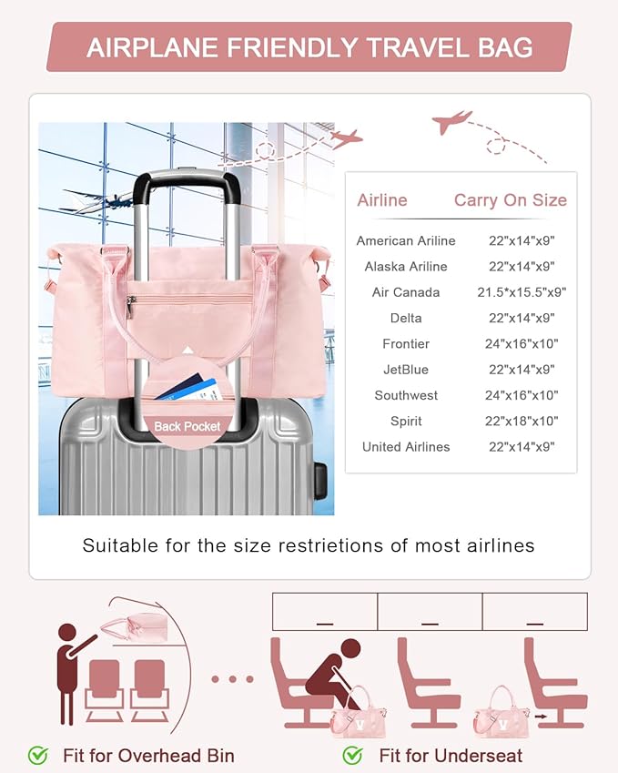 Initial Travel Duffel Bag Sports Gym Bag for Girls Teen Birthday Gifts,Pink Personalized Weekender Bag Carry On Tote Bags for Women Men,Waterproof Overnight Luggage Bag with Trolley Sleeve(Letter V)