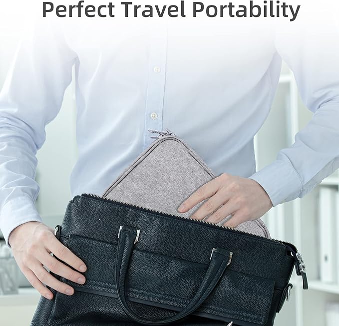 Electronics Organizer Travel Case Cord Cable Charger Organizer Bag Travel Accessories Essentials for Women Men Double Layers Tech Pouch with 5 Cable Ties for Phone Power Bank SD Card USB, Grey