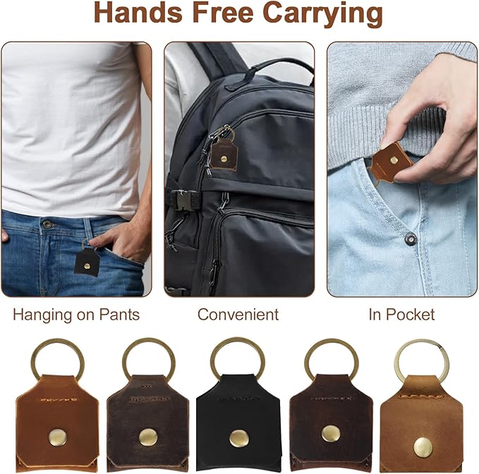 Jack&Chris Genuine Leather SD Card Holder Keychain, Anti-Shock Anti-Dust SD Card Case, Portable Camera Accessories for SD CF CFexpress Micro SD Nano SIM and Micro SIM Cards, Coffee