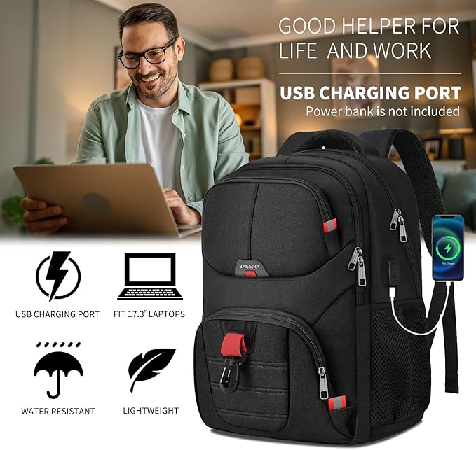 Black Backpack for Men Women, School Backpack for Boys Girls Teens, Backpacks for School, College Back Pack, Book Bag, Water Resistant Bookbag, Business Work Travel mochilas para hombres