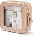 Popvibe Clear Makeup Bag Travel Cosmetic Case Transparent Toiletry Bag with Zipper, Portable Make Up Organizer Traveling Compact Car Bag for Essentials