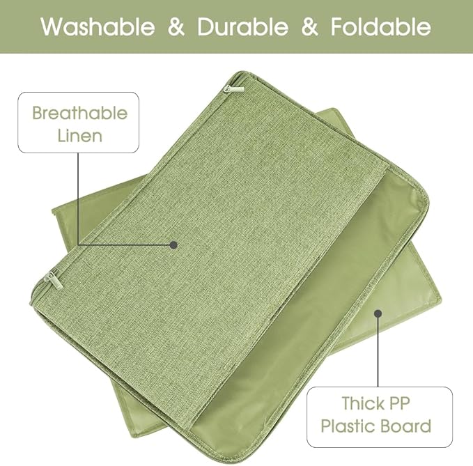 ANMINY Storage Bins with Zipper Lids 51.9 Qt Lidded Fabric Storage Boxes Baskets Cubes with Handles Collapsible Washable Cotton Linen Closet Shelf Clothes Organizer - Green, Extra Large