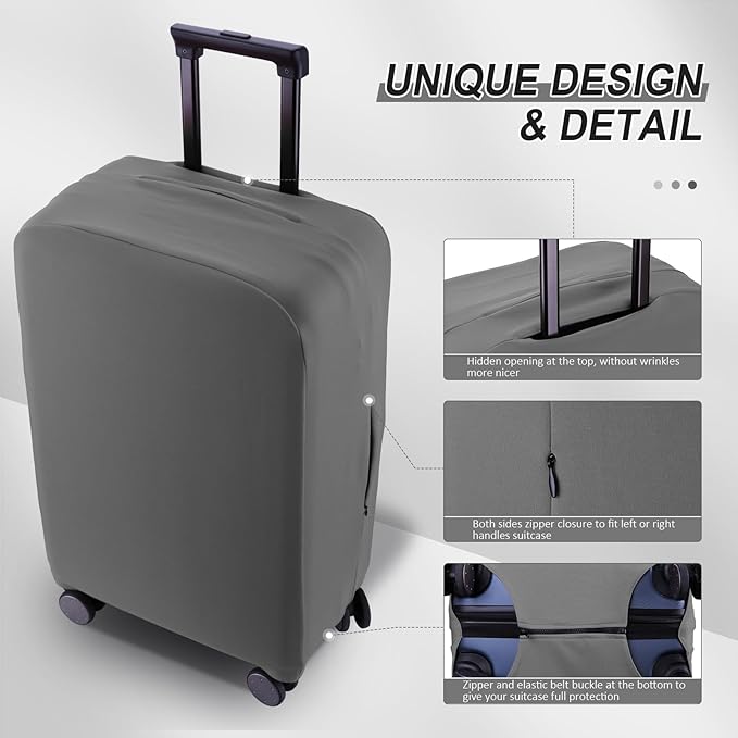 Travel Luggage Cover Suitcase Protector Scratch-Resistant Fit 19-31 Inch Suitcase, Not Included Suitcase (Slate Gray, XL(28-29 inch))