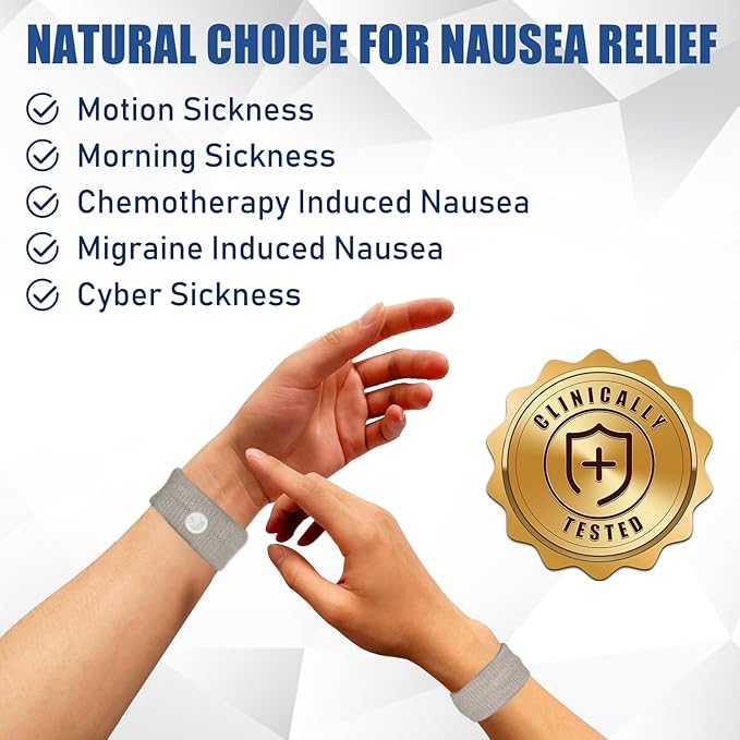 Motion Sickness Bands Anti Nausea Wristband for Adult and Kids Morning Sickness Relief for Pregnant Women Acupressure Nausea Relief for Car, Sea, Air Sickness - 3 Pairs Grey + 2 Pairs Black