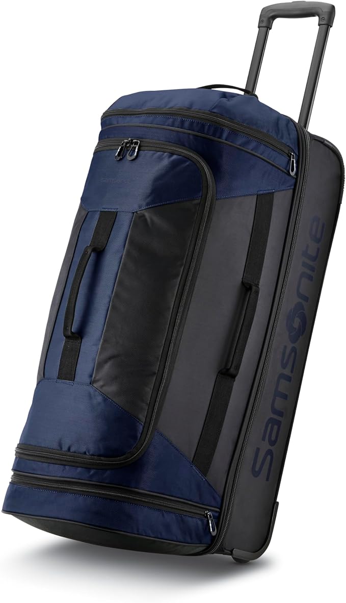 Samsonite Andante 2 Wheeled Duffel Bag – 28-Inch Durable Rolling Luggage with Inline Skate Wheels, Push-Button Handle & Spacious Compartments – Travel-Friendly and Lightweight - Navy/Black