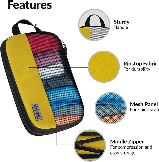 Large Compression Packing Cubes for Travel - 5 Pcs set of Packing Cubes Compression, Carry on Suitcase Organizer Bags - Travel Cubes Organizer Bags for Luggage