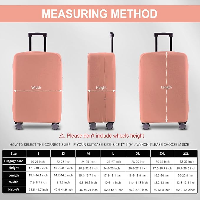 Travel Luggage Cover Suitcase Protector Scratch-Resistant Fit 19-31 Inch Suitcase, Not Included Suitcase (Pink, M(24-25 inch))