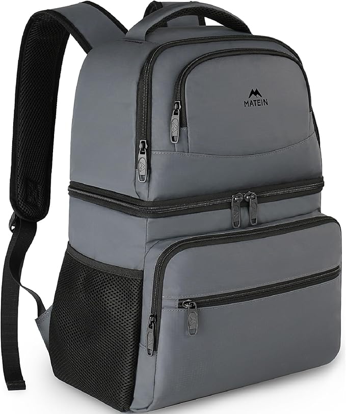 MATEIN Cooler Backpack, 26 Cans Insulated Lunch Backpack for Men Women, Leakproof Double Layer Lunch Cooler Bag Lightweight Soft Lunch Backpack with Cooler Compartment, Beach Camping Hiking Beer Gifts