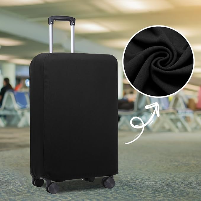 PATIKIL Luggage Cover, Suitcases Covers Elastic Carry on Cover Protector Washable Scratch-Resistant Fits 26-27 Inch Luggage for Travel Business Trips, Black