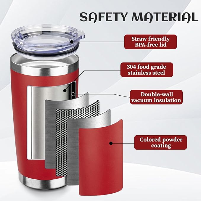 StarSpeed 20oz Tumbler Bulk with Lid, Stainless Steel Insulated Tumblers Double Wall Vacuum Insulated Travel Mug, Powder Coated Coffee Cups for Hot and Cold Drinks(Wine Red,6)