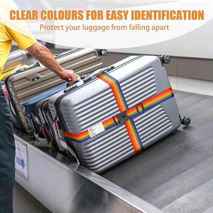 BILIONE Luggage Straps TSA Approved Add a Bag Premium Accessory for Travel Bag Closure (Vivid Orange, 2)