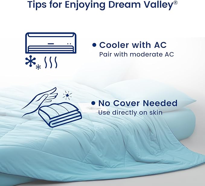 Dream Valley® Outlast® Deepsleep Cooling Comforter, King Size, NASA-Grade Space Technology Cooling Blanket for Hot Sleepers Night Sweats, Q-Max > 0.45 Aerocool™ Breathable, Dream Blue, 106"x90"