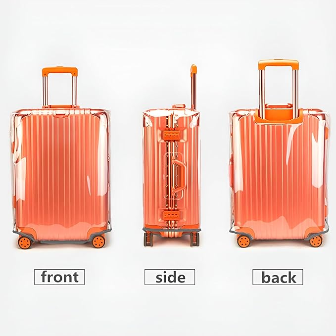 24/28 Inch Thicken Transparent Luggage Cover Suitcase Protector Waterproof PVC Full Clear Cover 3mm Thickness Travel Suitcase Set Full Clear 24/28 inch